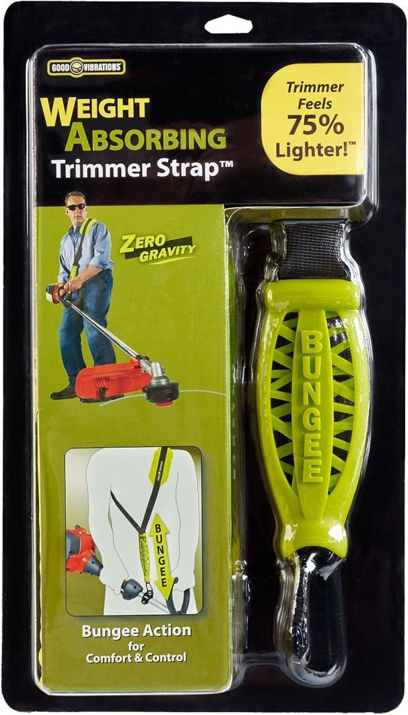 Good Vibrations Zero Gravity - Universal Weight Absorbing String Trimmer Strap with Bungee PRO-X System  Deluxe Comfort Shoulder Pad - Reliefs Body Tensions  Stabilizes Trimmer for Maximum Control