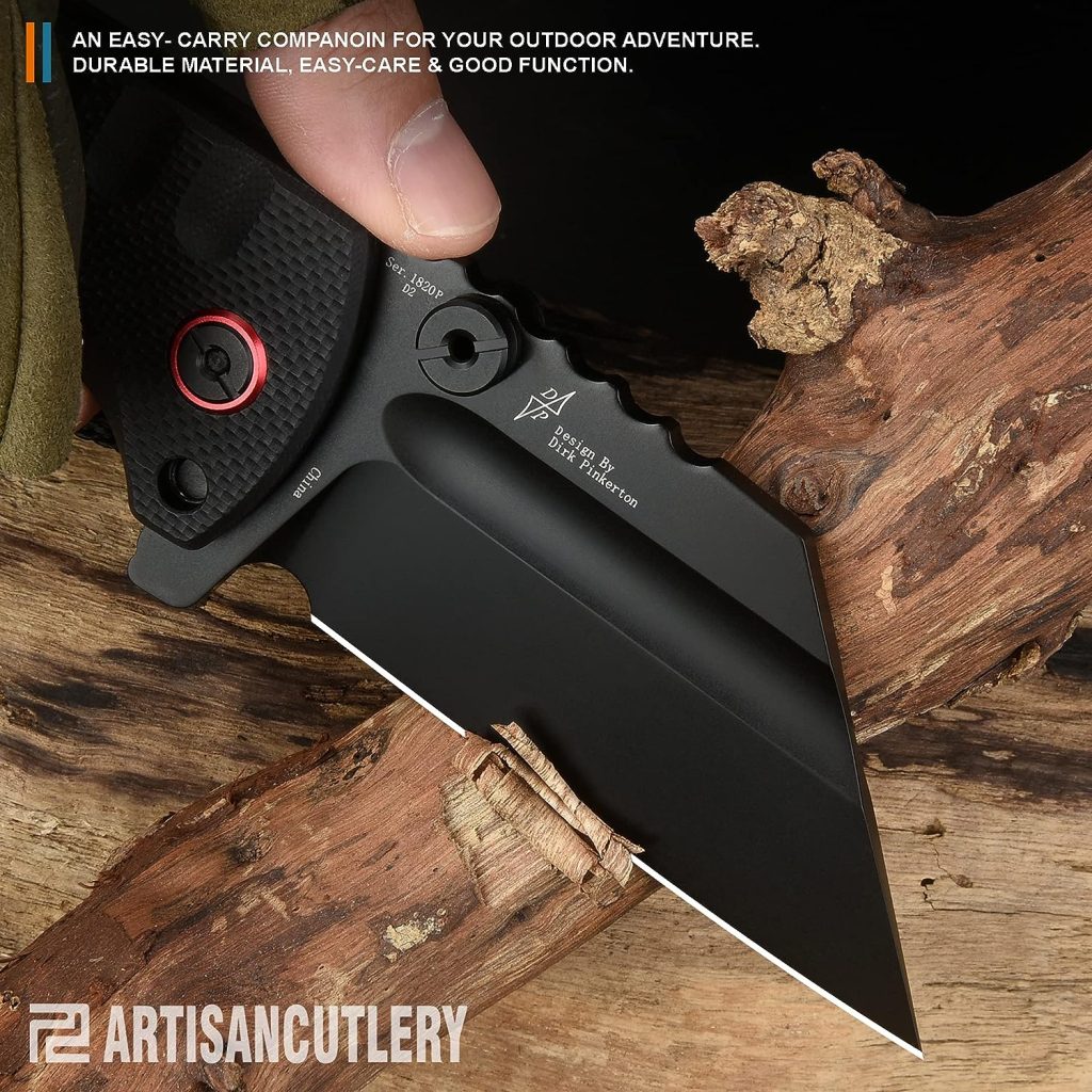 ARTISANCUTLERY Tactical Knife Proponent (1820P) D2 Steel Black PVD Blade Black G10 Handle Pocket Knife Folding Knife EDC Knife