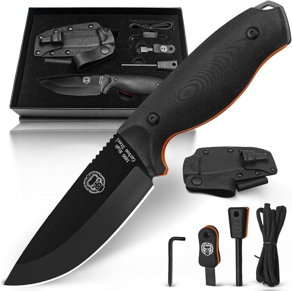 Bushcraft Survival Knife | Full Tang Fixed Blade Outdoor Camping Hunting Knife In Kydex Sheath Gift For Him | 1095 High Carbon Steel Knife | Bushcraft Survival Knife Gift (Classic)