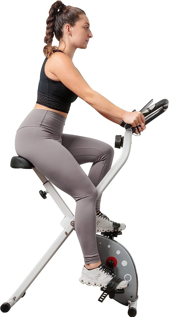 Sunny Health  Fitness Magnetic Foldable Upright Exercise Bike W/ Device Holder