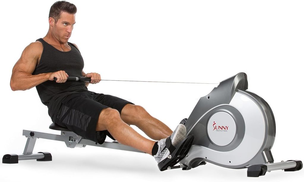 Sunny Health  Fitness Smart Magnetic Rowing Machine with Extended Slide Rail with Optional Exclusive SunnyFit® App Enhanced Bluetooth Connectivity
