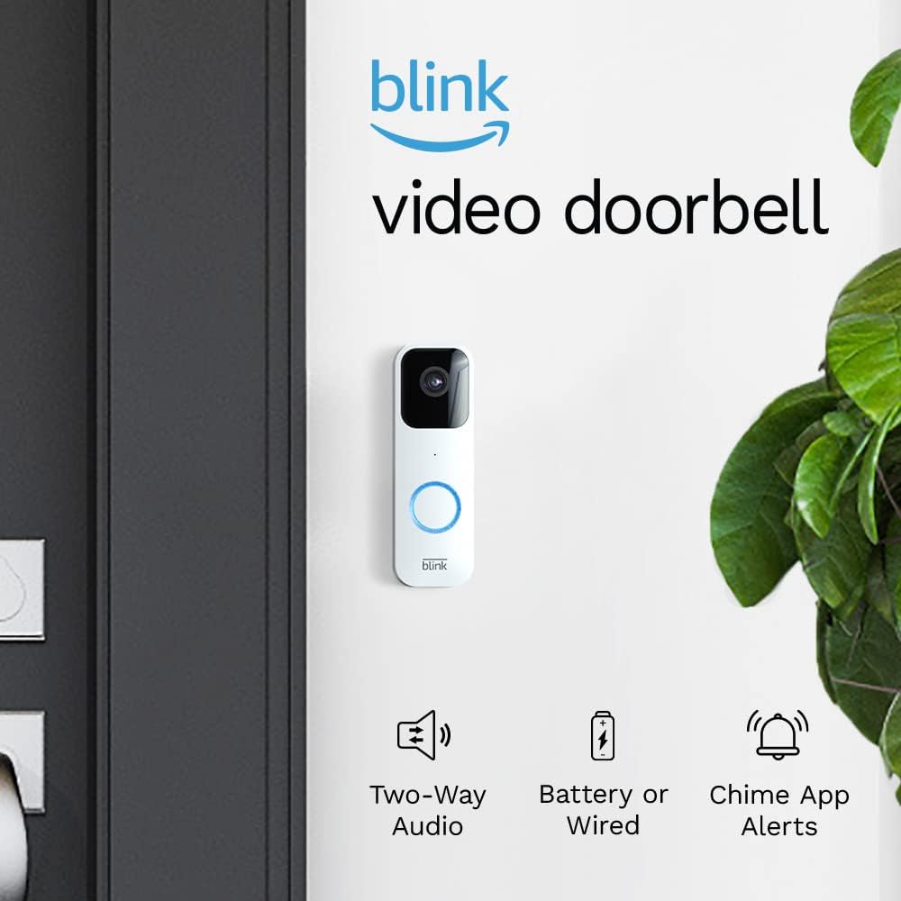 Blink Video Doorbell | Two-way audio, HD video, motion and chime app alerts, and Alexa enabled — wired or wire-free (White)