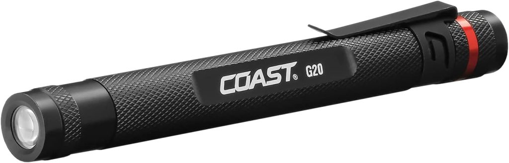 Coast G20 Inspection Beam LED Penlight with Adjustable Pocket Clip and Consistent Edge-To-Edge Brightness, Black, 54 lumens,1 Pack