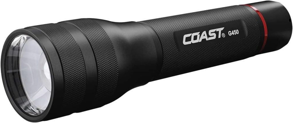 Coast G450 1630 Lumen Twist Focus with Pure Beam and Bulls-Eye Spot Beam Technology, Black