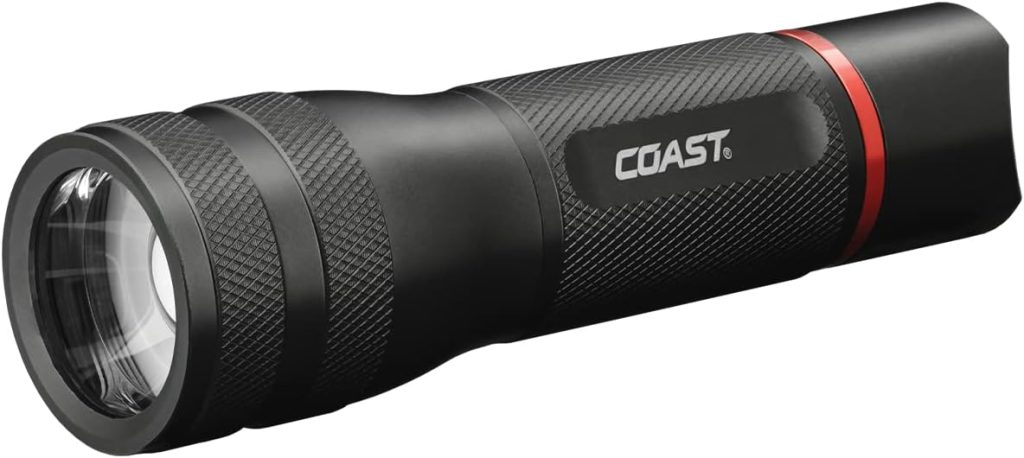 Coast G55R 1000 Lumen Pure Beam Focus USB-C Rechargeable Plus LED Flashlight, Black, Battery Included