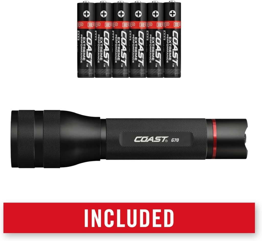 Coast® G70 1200 Lumen Pure Beam® Twist Focus™ LED Flashlight, Batteries Included