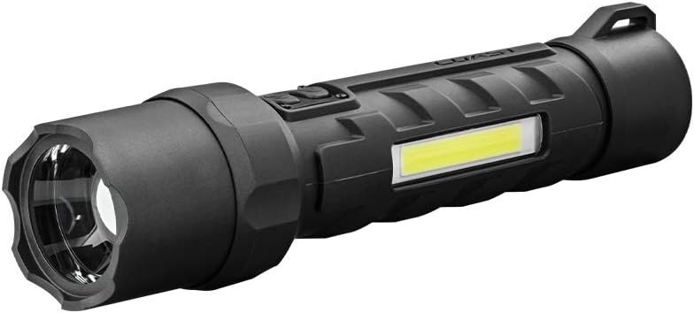Coast Polysteel 700 LED Flashlight, 800 Lumens, Durable Stainless-Steel Core, Pure Beam and Twist Focus, Heavy Duty, C.O.B Area Light with Magnetic Tail Cap