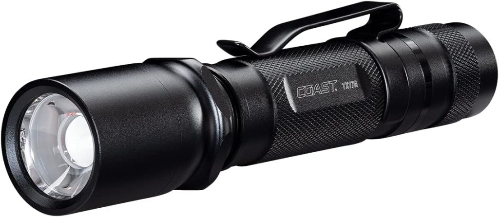 COAST TX17R 1250 Lumen Rechargeable Long Range Tactical LED Flashlight with Spot and Flood Beams, Durable Aluminum Build