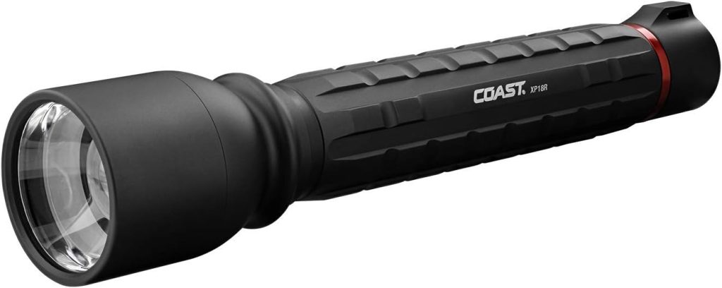 Coast XP18R 3650 Lumen USB-C Rechargeable-Dual Power LED Flashlight with Pure Beam Slide Focus and Top Grade Aluminum Build,Black, 30323