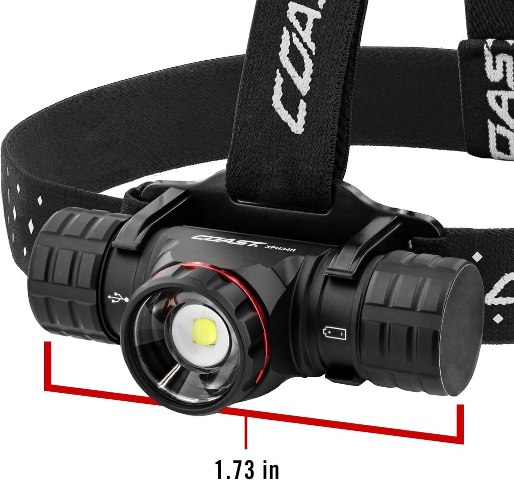 Coast® XPH34R 2075 Lumen USB-C Rechargeable-Dual Power LED Headlamp withPURE Beam® Twist Focus™ and Magnetic Base