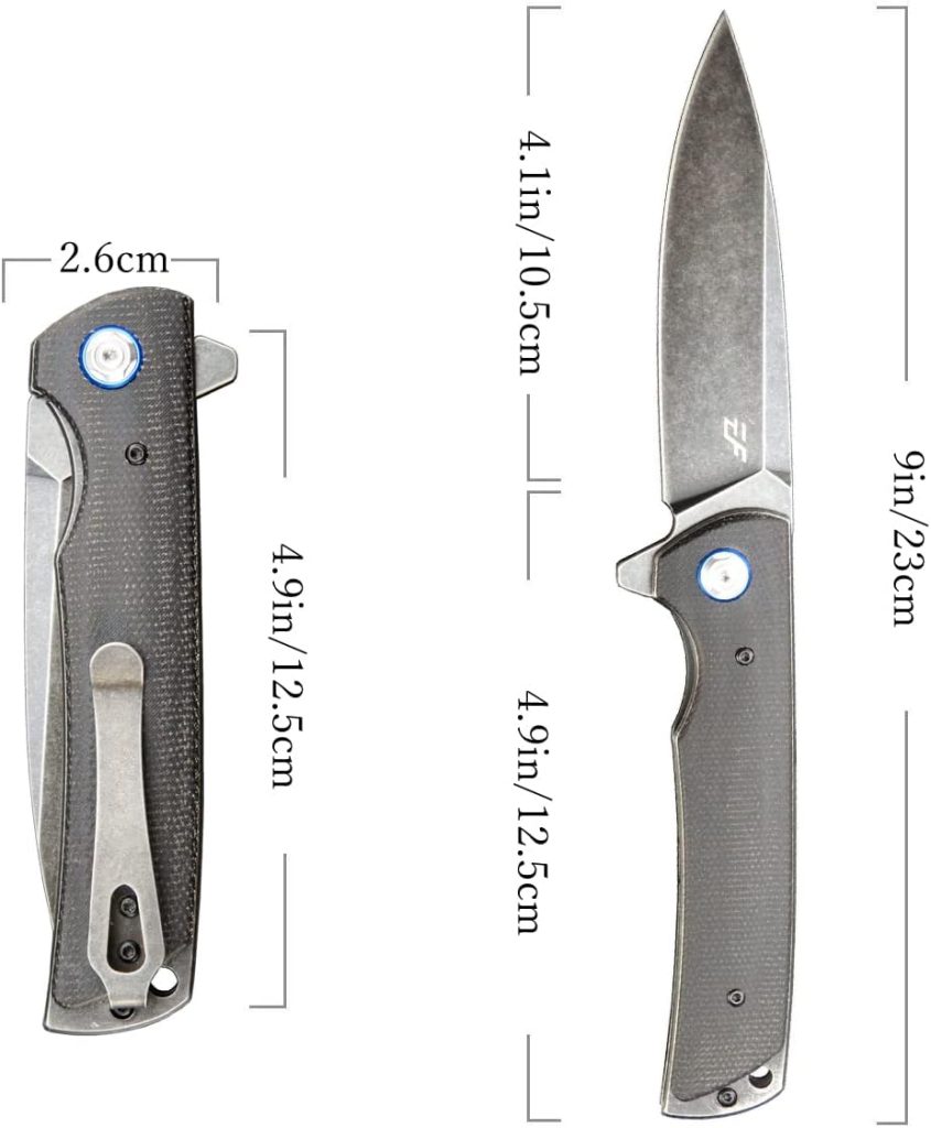 Eafengrow EF973 Folding Knife, D2 Steel Blade Micarta Handle Scale Pocket Knife Folder for Working Camping Hiking EDC Tool Knife（army green