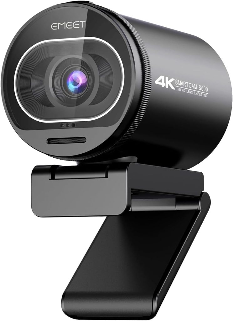 EMEET 4K Webcam S600, 1080P 60FPS Webcam with 2 Noise Reduction Mics, TOF Autofocus, Built-in Privacy Cover, 65°- 88° Adjustable FOV, Streaming Camera for Gaming, Video Calling/Zoom/Skype/Teams