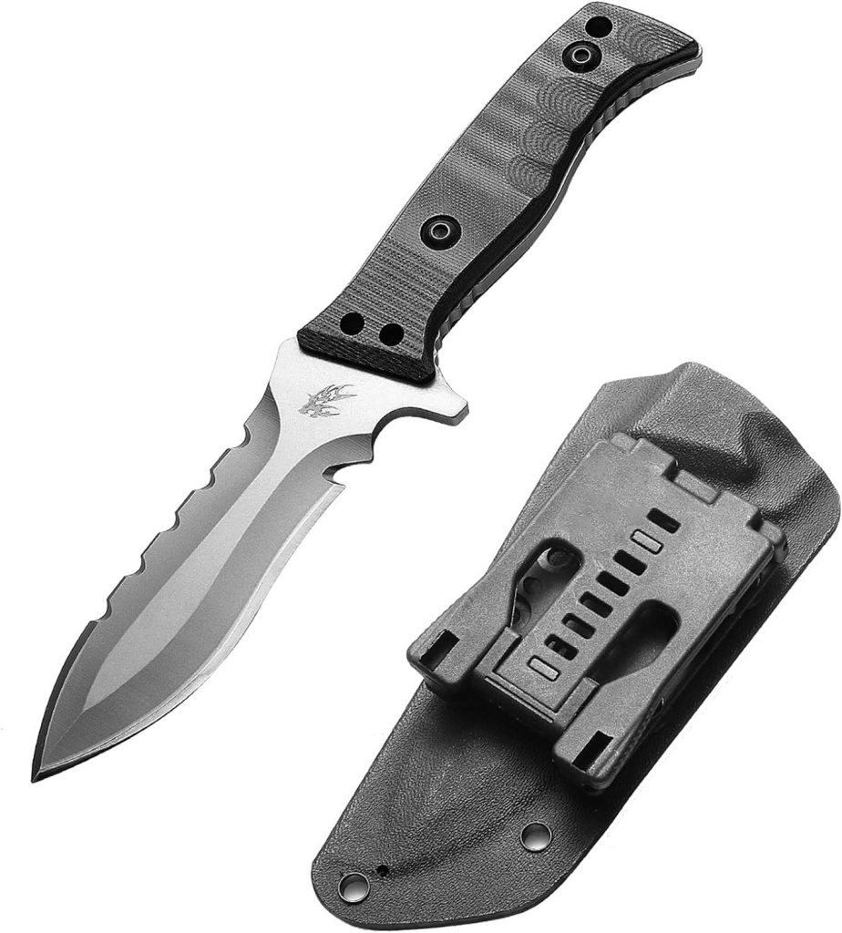 MCDLOKA Fixed Blade Knives Outdoor Survival Camping Knife with G10 Handle Waist Clip EDC Kydex Sheath