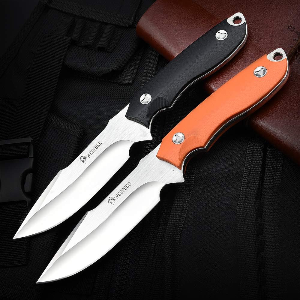 NedFoss Survival Knife with Fire Starter and Kydex Sheath, 9.25 Full Tang Fixed Blade Camping Knife with Sheath Horizontal  Vertical, Bushcraft Knife with G10 Handle for Outdoor, Hunting, Fishing