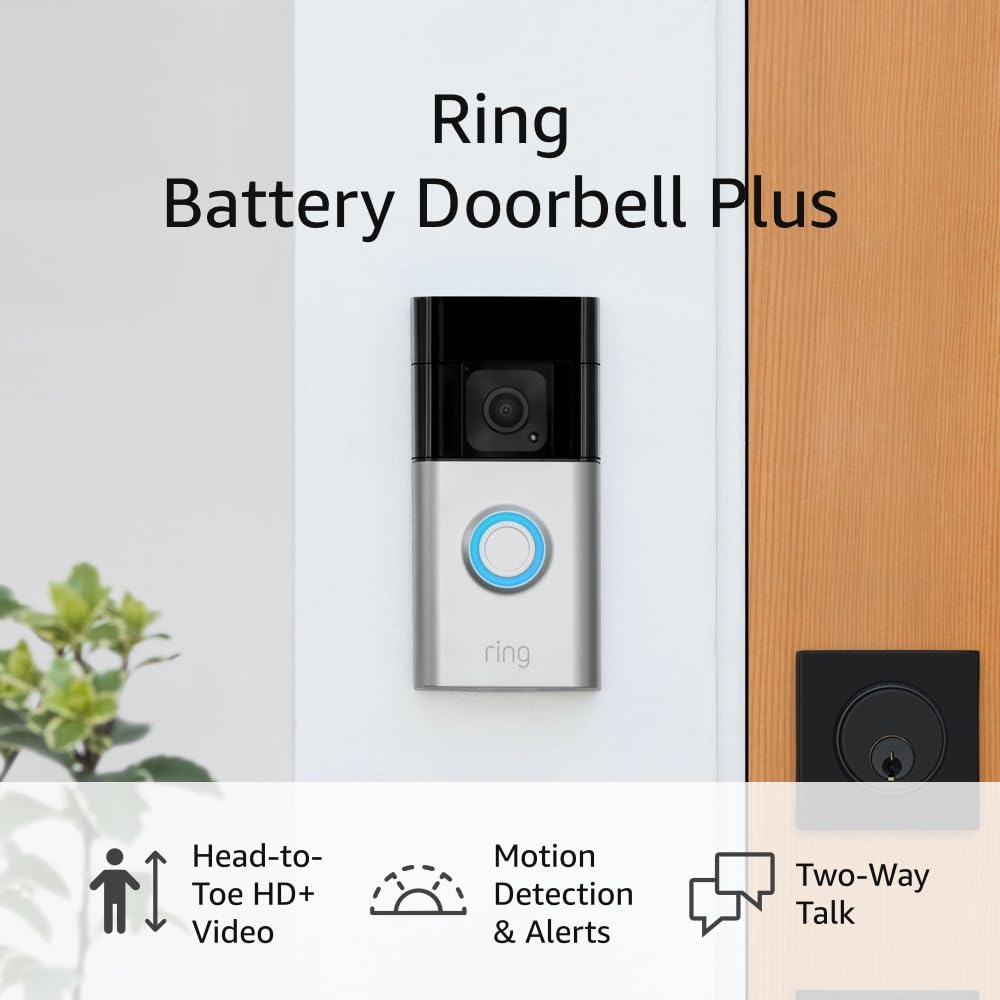Ring Battery Doorbell Plus | Head-to-Toe HD+ Video, motion detection  alerts, and Two-Way Talk (2023 release)