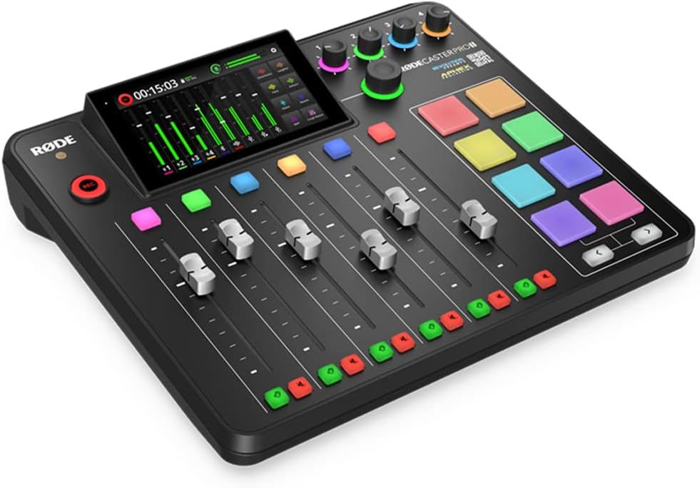 Rode RODECaster Pro II Integrated Audio Production Studio Bundle with 4x Zoom ZDM-1 Podcast Mic Pack and 32GB microSDHC Memory Card