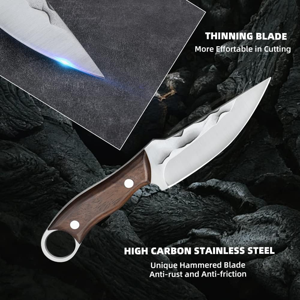 Veisky Hunting Knife High Carbon Steel Fixed Blade Survival Tactical Knife with Sheath and Non-Slip Ergonomic Handle for Outdoor Camping