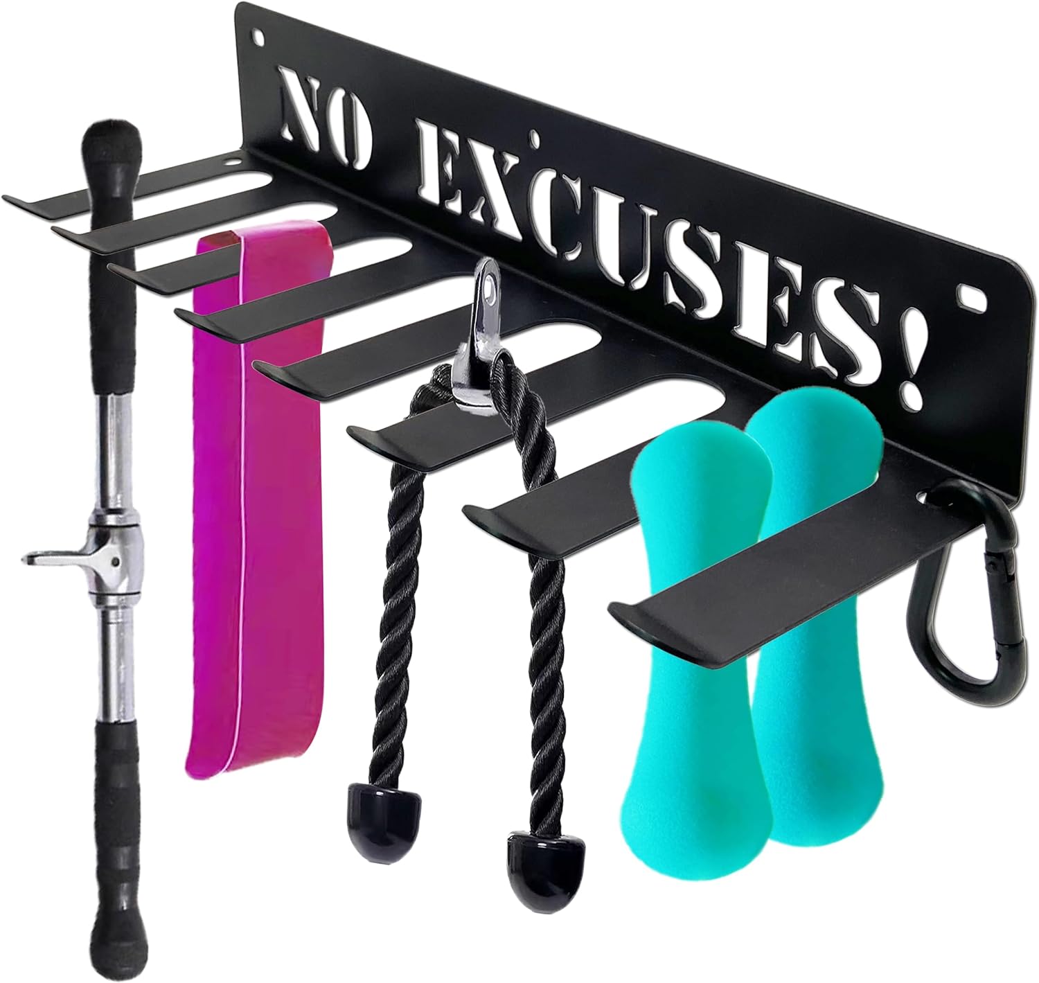 Home Gym Accessories Organization Storage Rack, Gym Equipment Storage For Home, 8 Hook Wall Hanger For Gear Barbells Resistance Bands Jump Ropes Lifting Belt